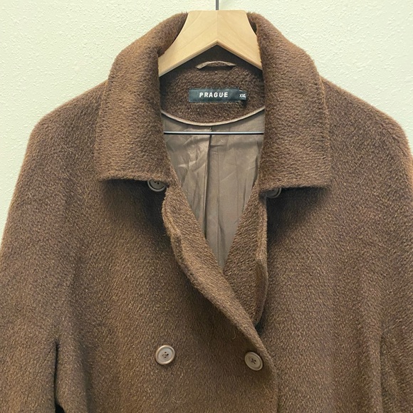 Prague Womens Wool Alpaca Long Coat Dark Brown Oversized Slouchy Relaxed Fit XXL - Picture 5 of 10